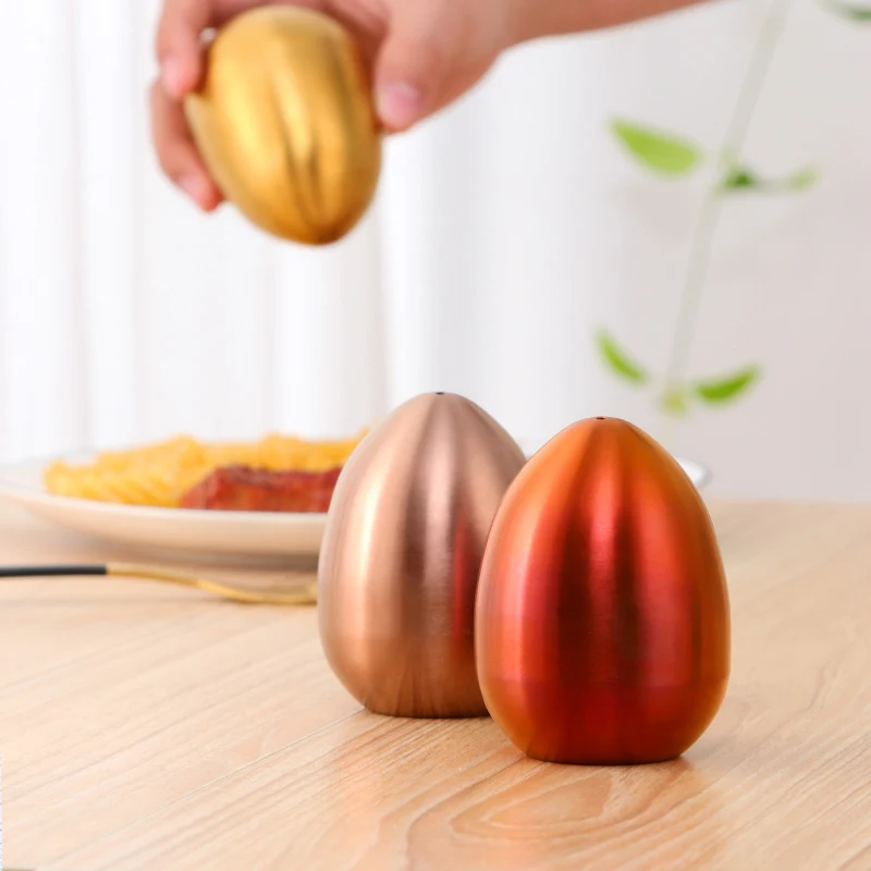 Stainless Steel Seasoning Pot Egg-shaped Seasoning Bottle Toothpick Pot Toothholder Creative Salt and Pepper Pot Kitchen Tool
