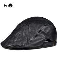 Pudi мужской настоящий кожаный берет шапка для мальчиков зимние теплые кепки-бейсболки черный коричневый цвет HL922