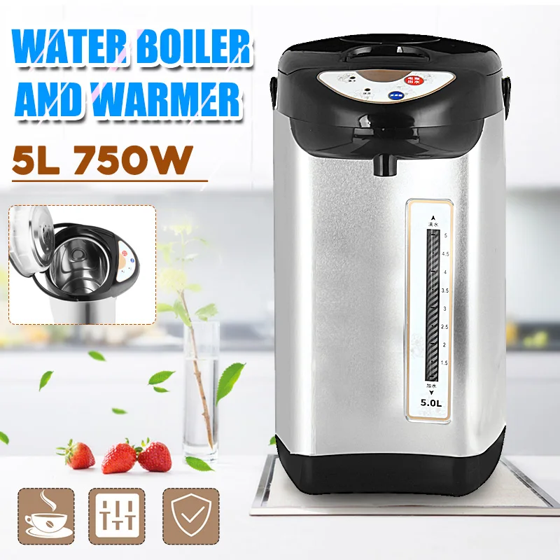 

AUGIENB 5L Wired Electric Kettle Water Boiler 750W 304 Stainless Steel and Warmer Anti-dry Power off Heating Large Capacity