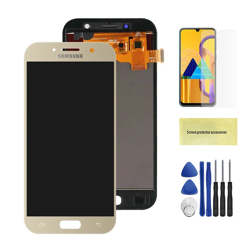 Gold No Frame Lcd для samsung Galaxy A5 lcd A520 SM-A520F lcd дисплей кодирующий преобразователь сенсорного экрана в сборе для A5 A520 lcd экран - Цвет: Gold No Frame