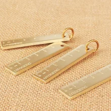 

6cm Small Copper Ruler Pure Brass Portable Metal Ruler Vintage Keychain Number Plate Pendant Thickened Smiley Face Drafting