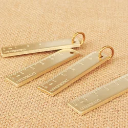 6cm Small Copper Ruler Pure Brass Portable Metal Ruler Vintage Keychain Number Plate Pendant Thickened Smiley Face Drafting