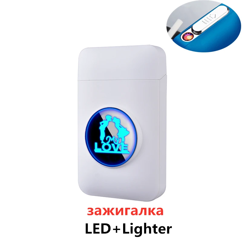 White with Lighter Портсигар с электронной зажигалкой заказной портсигар USB зарядка аксессуары для курения водонепроницаемые технологичные устройства - Цвет: White with Lighter