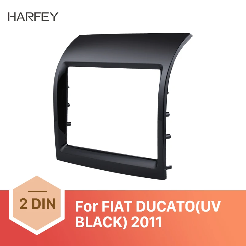 

Harfey Car 2Din GPS Fascia Cover Frame Panel UV Dash Mount Kit Adapter for FIAT DUCATO 2011 Fitting DVD Trim Install kit Black
