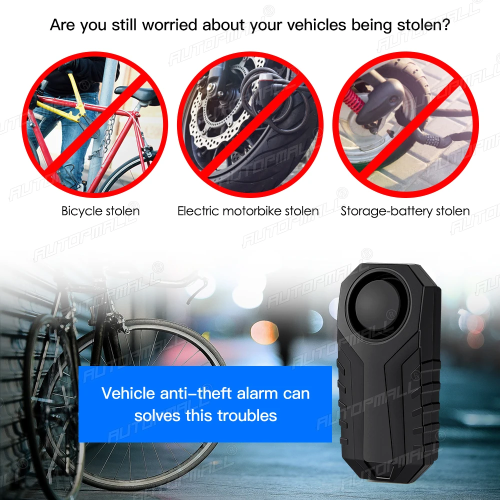 Bicycle Bike Wireless Alarm System Vehicle Remote Control Vibration Voice Alarm Bicycle Protection Anti-Lost SOS Security