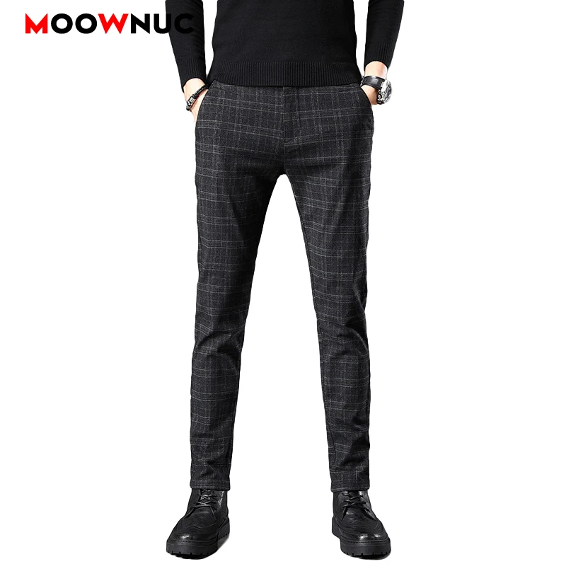 

Brand Long Pants Spring Autumn Pencil Pants Casual New Men's Trousers Hombre Men's Wear Business Male Slim Plaid Fashion MOOWNUC