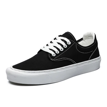 

2020 Spring and Autumn Men's Vulcanize Shoes New Canvas Shoes Low Top Black White Transparent Bottom Casual Shoes Man Board Shoe