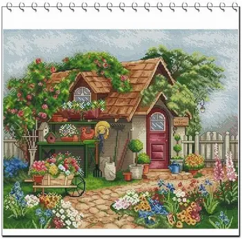 

Top Counted Cross Stitch Kit Cross stitch RS cotton with cross stitch Summer Garden Cottage HH