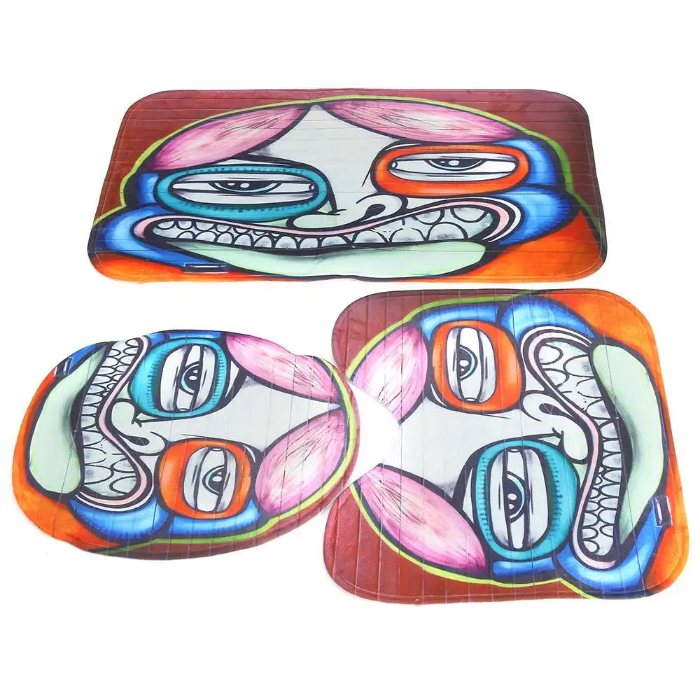 Забавные занавески для душа с рисунком граффити, нескользящий ковер для кухни, туалетный ковер, коврик для ванной комнаты