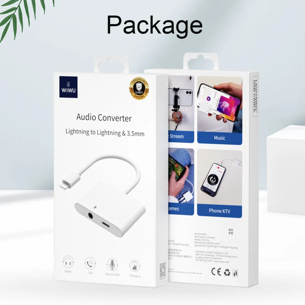 WIWU 2 in 1 Audio Adapter for Lightning to 3 5mm Jack Headphone Cable for iPhone 11 Pro X XS XR 8 7 Cable for Charging