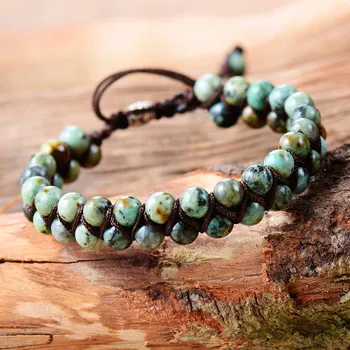 Men Bracelet Cool African Stone Beads Braided Cuff Bracelet Handmade Friendship Bracelets Mens Charm Bracelet Jewelry