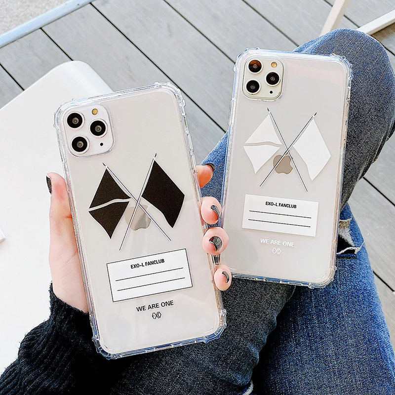 Чехол для телефона KPOP EXO черный белый с флагом iPhone 11 Pro XS Max XR X 6s 7 8 Plus модный