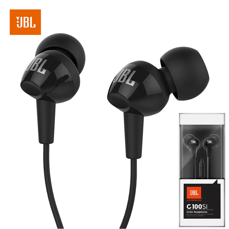 Проводная стереогарнитура JBL C100Si с глубокими басами, подходит для игр, занятий музыкой, сверхнизкая задержка, 3,5 мм, Внутриканальные наушник...