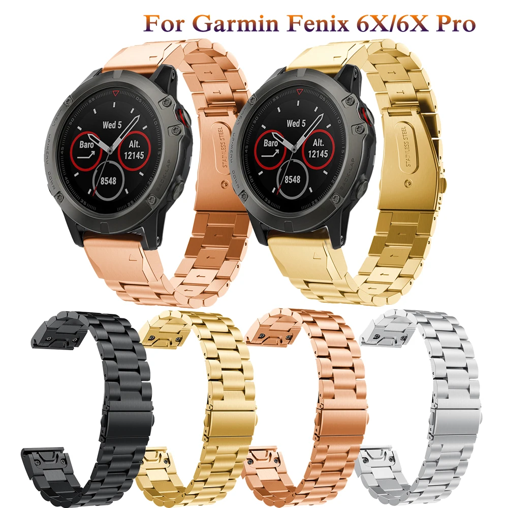 

26 мм ремешок для часов из нержавеющей стали для Garmin Fenix6X 6XPro 5X 3 3HR смарт-браслет Классические сменные браслеты Correa