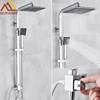 Quyanre Chrome Bath Shower Faucet Wall Mount Rainfall Shower With Handheld Shower 2-way Shower Switch Bathroom Shower Mixer Taps ► Photo 1/6