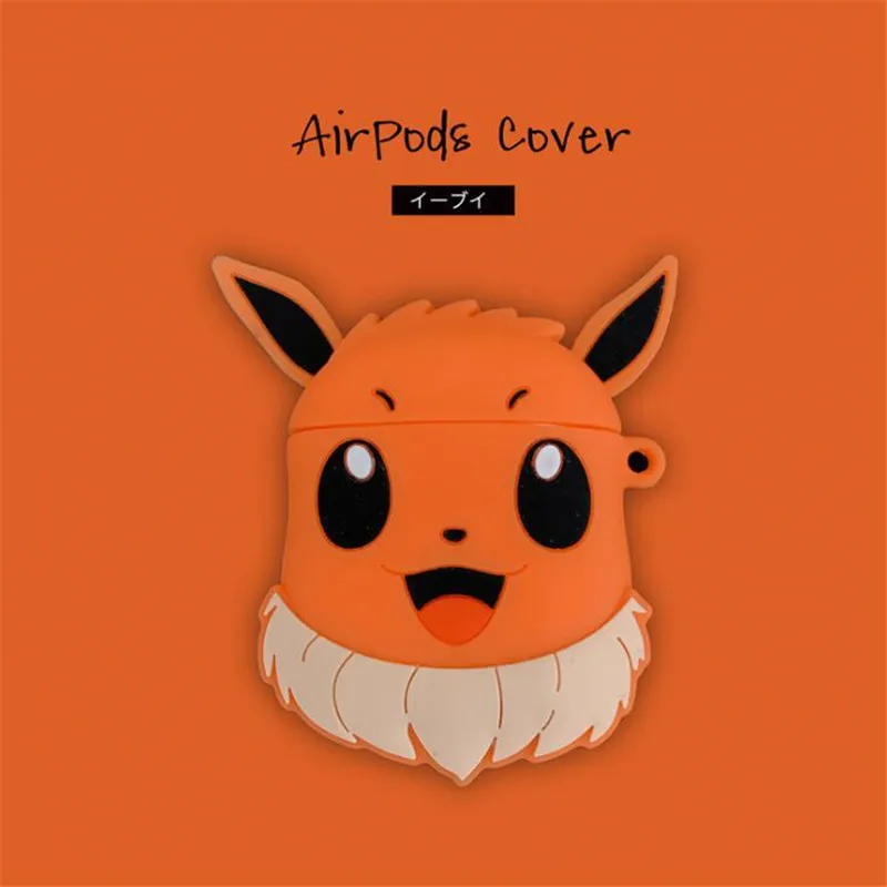 Pokemon Eevee Airpods Case Bag Cosplay 3D Badge Bluetooth Headset Silica Gel Protection Box Fashion Cartoon Cute Cover