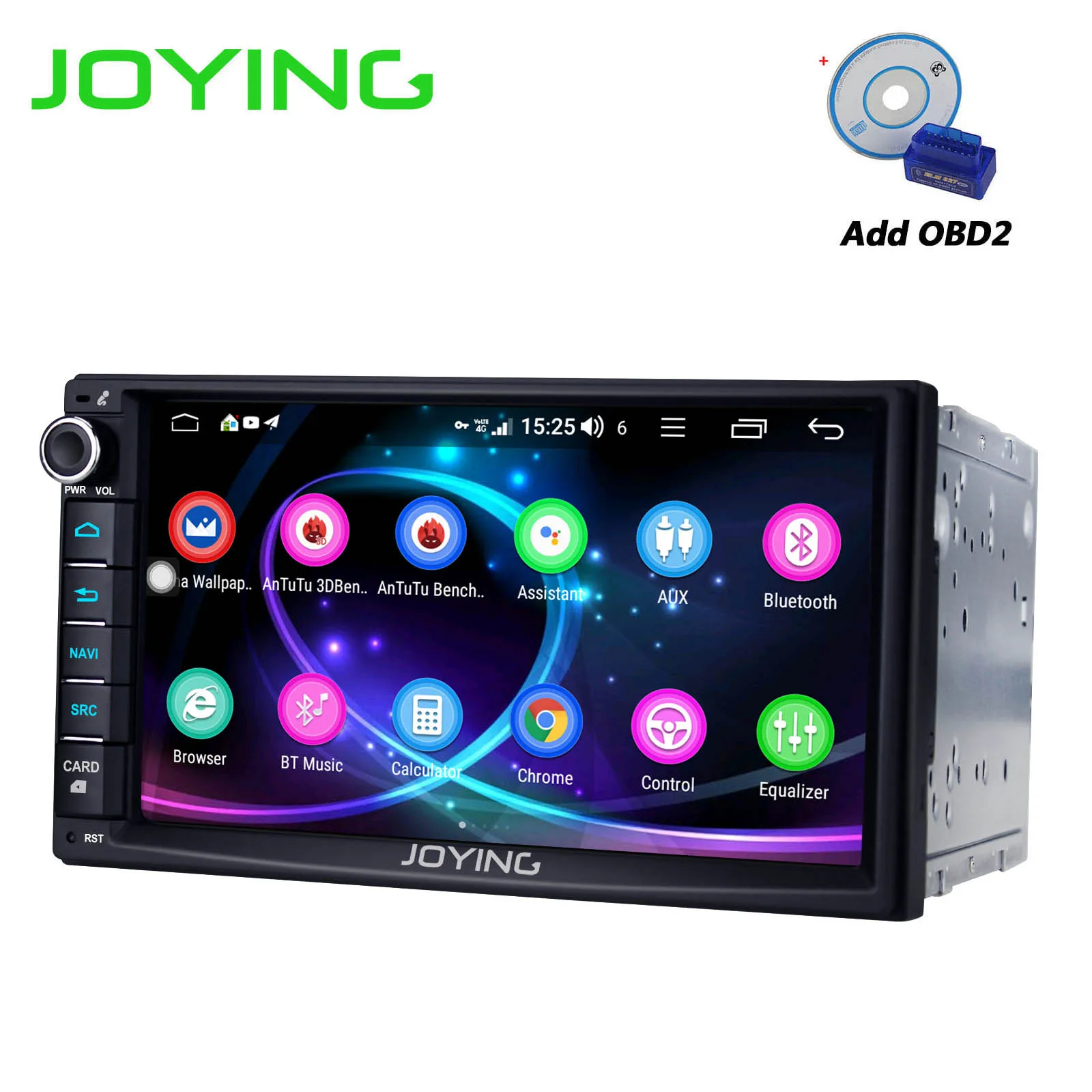 Радуясь 7 дюймов 2 Din сенсорный экран Bluetooth универсальный 7851 gps Автомобильный Радио плеер Android головное устройство USB/SD/AUX/FM/AM стерео DSP 4G - Цвет: JY-UO135N4GS-OBD