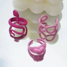 

Retro Snake Rings For Women Stainless Steel Pink Silver Color Finger Ring Vintage Gothic Female Aesthetic Jewelry anillos Gifts