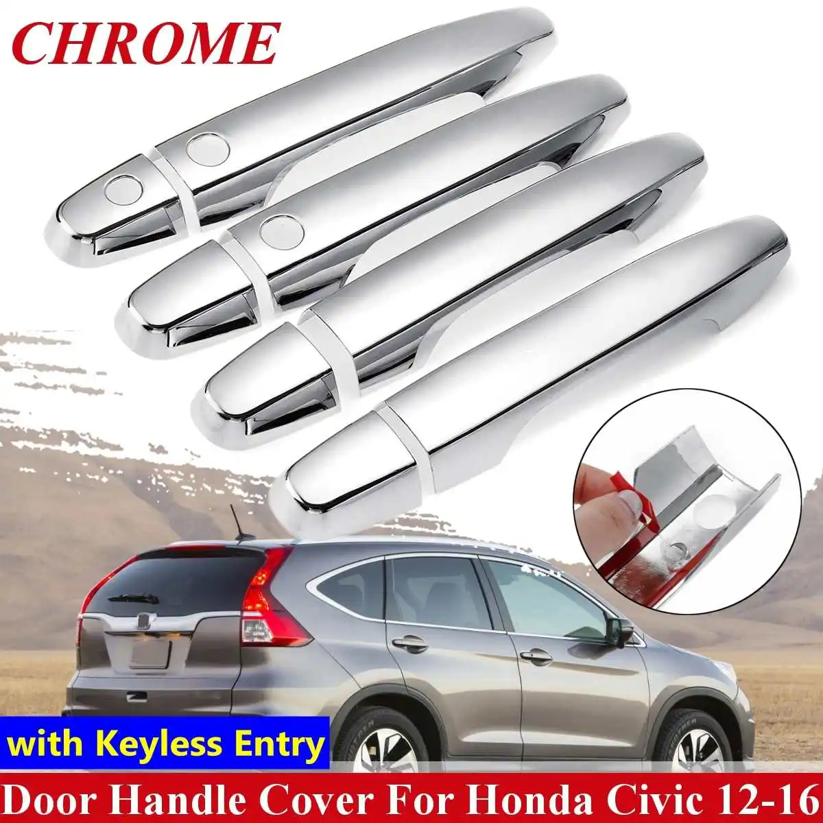 Автомобиль 8 штук хромированные дверные ручки крышки протектор для Honda Civic CR-V таможенный приходной ордер 2012 2013 стайлинга автомобилей Внешний каркас Tirm