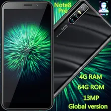 Note8 Pro смартфоны 4G ram 64G rom четырехъядерный 13MP 6," 18:9 дешевые celulares Face ID разблокированные WCDMA Android Мобильные телефоны 3g