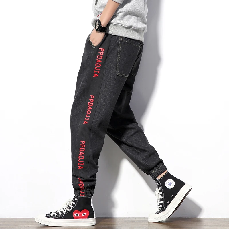 M-5XL Men Jeans Pants Casual High Quality Denim Pants Men Vintage Casual Autumn Plus Size Print Patchwork Denim Jeans