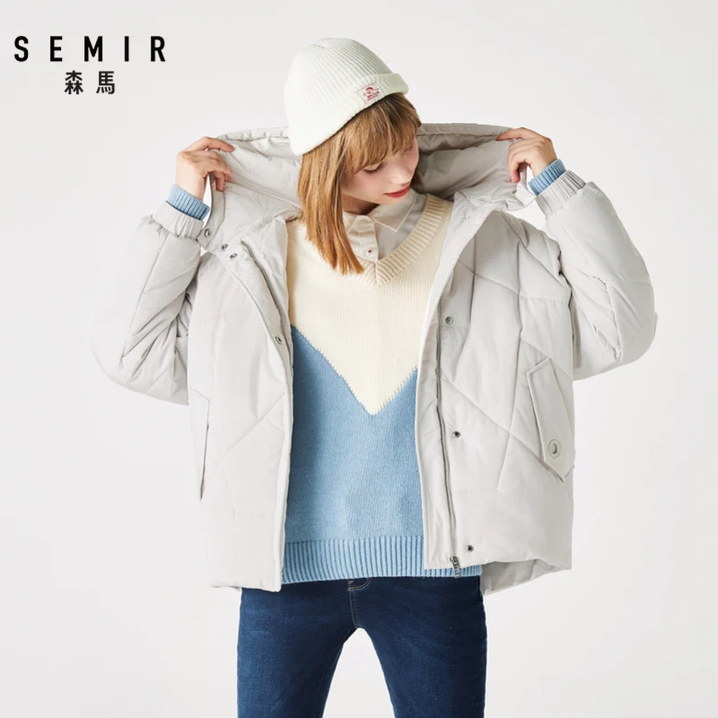 SEMIR, зимняя женская куртка,, стиль, корейский стиль, Свободная Женская хлопковая одежда, короткая, секционная, хлопковая куртка, деловой стиль, ins
