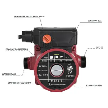 

High efficiency NPT 3/4 '' circulation pump 110V cold and hot water circulation pump Three-speed high temperature resistance