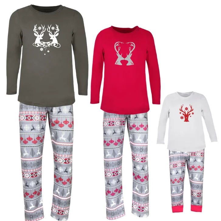 

Elk Printed Christmas Home Suit Pajamas Two-piece Autumn and Winter Leisure Round Neck Long-sleeved Shirt Pants