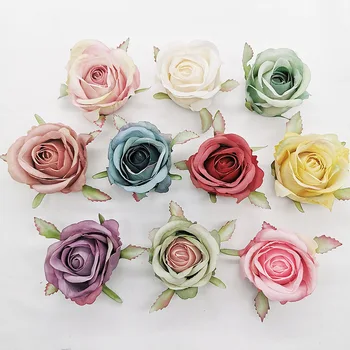 

5PCS 5cm Silk Rose Head Artificial Flowers Home Decor Party Wedding Decoration Wreath DIY Handicraft Flowers Fake Simulation