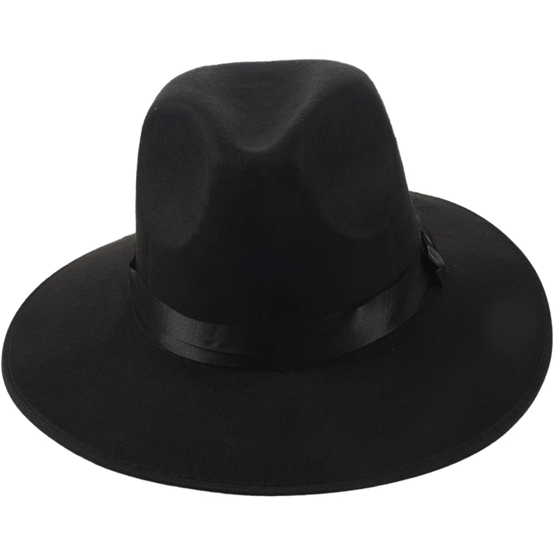 Винтаж унисекс воздуходувки шерсть фетр Fedora Трилби Дерби джаз шляпа(черный