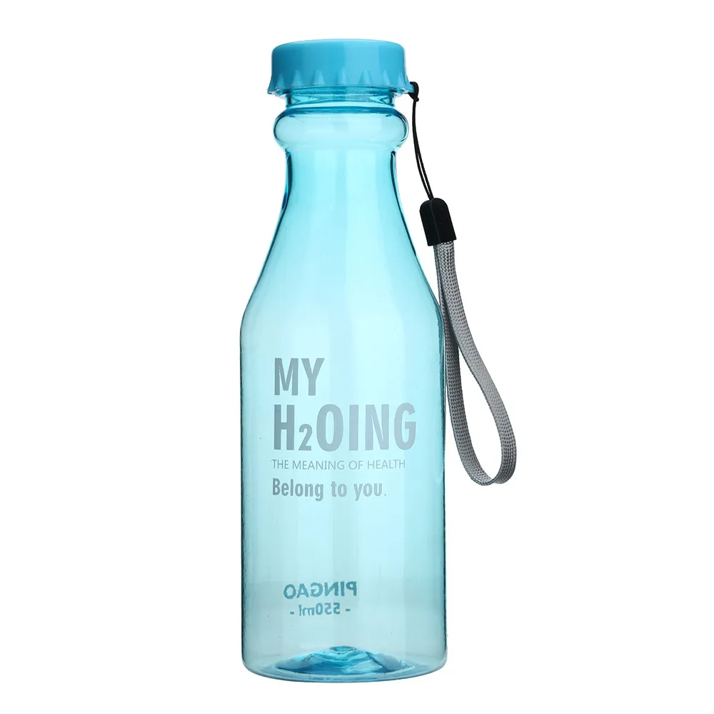 Конфеты Цвета небьющиеся матовые Герметичная Бутылка Для Воды 550 мл Пластик чайник Портативный бутылки с водой для располагаться лагерем перемещения#15 - Цвет: sky blue