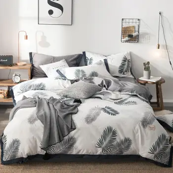 

King Queen Twin size Feather Bedding Set 100% Cotton Flat Bed Sheet set Duvet Cover Fitted sheet Pillowcase parure de lit