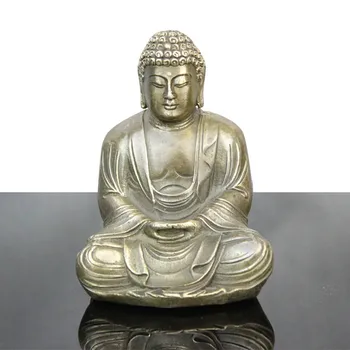 

2020 Sales Chinese Folk Culture Handmade Brass Bronze Statue Sakyamuni Buddha Sculpture R26 India Buddhist Buddhism Retail BOX
