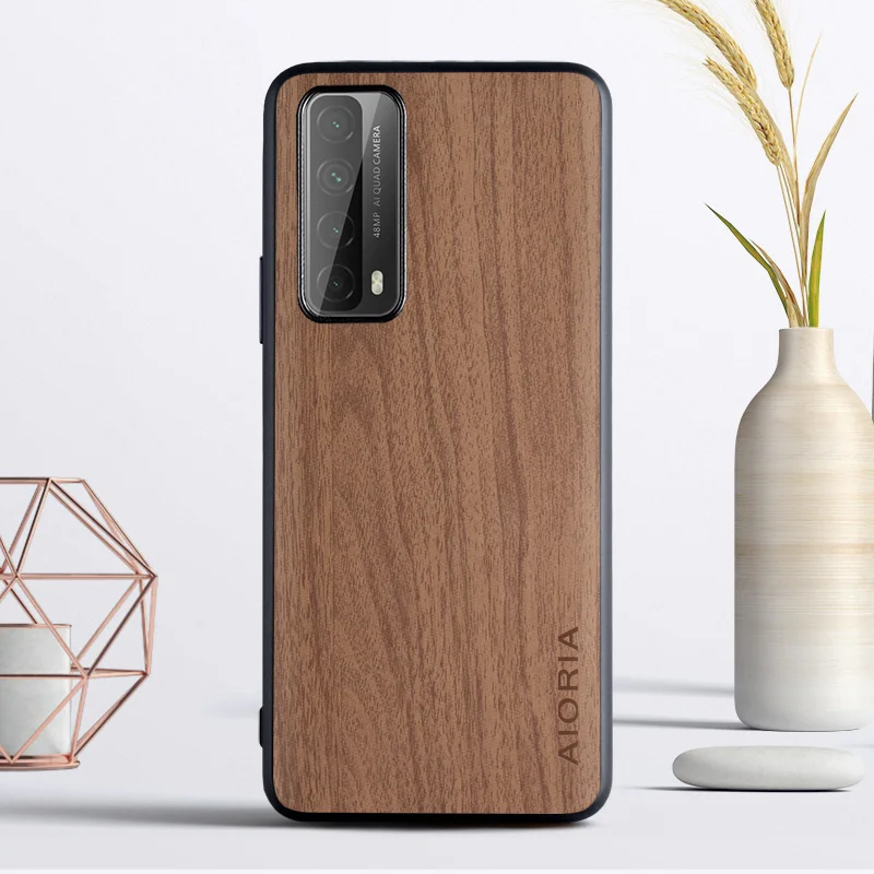 Чехол под дерево для Huawei P smart 2021 мягкие ТПУ Силиконовые и деревянные чехлы из