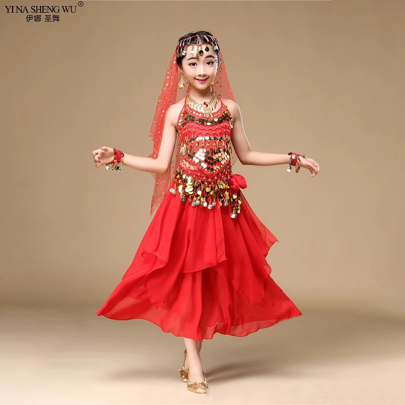 Kids Belly Dance Costumes Set Oriental Girls Dancing India Clothes Indian Bellydance | Тематическая одежда и униформа