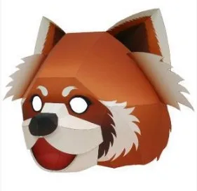 

Mask red panda masquerade hood 3D paper model toy DIY handmade Cosplay hood
