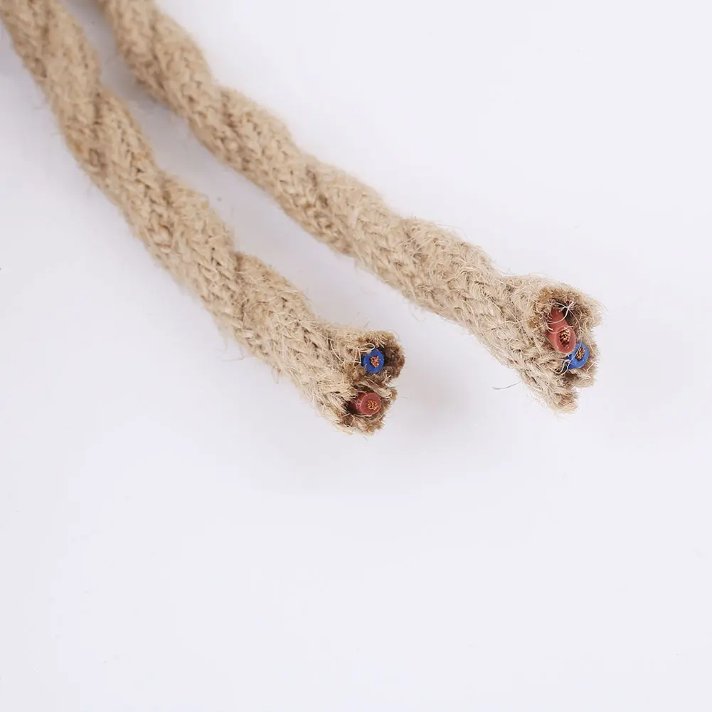 Retro Vintage Hemp Rope Wire Fabric Electrical Cord Lighting Accessories 2.5M
