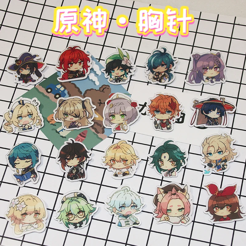 1pcs two-dimensional game full set of original God Gan Yu engraved Qing diluk Wendy Zhong Li badge animation peripheral | Дом и сад