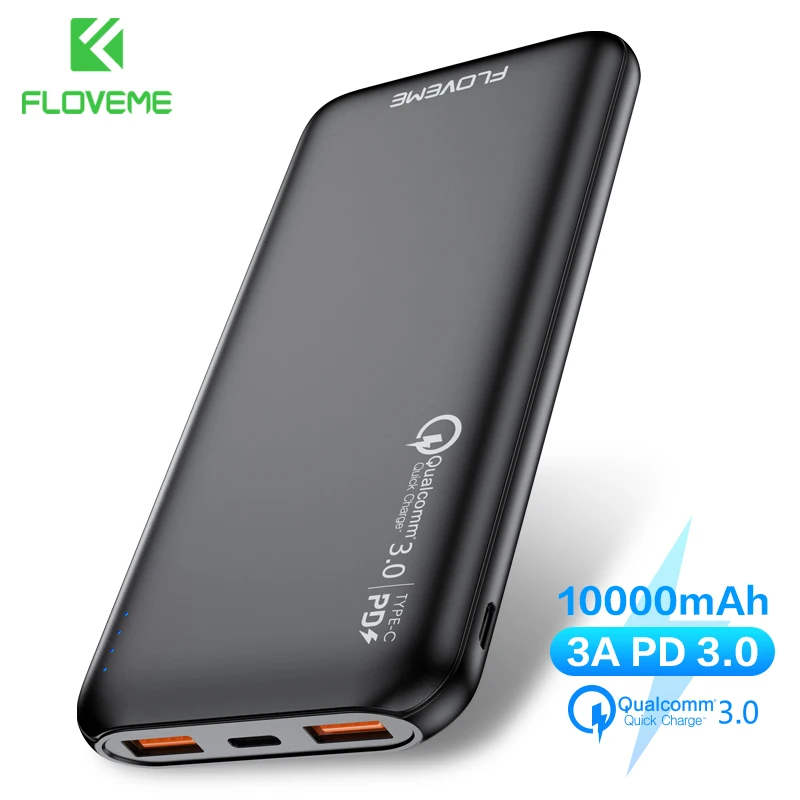 FLOVEME QC 3,0 внешний аккумулятор 10000 мАч портативное зарядное устройство Быстрая зарядка двойной USB выход внешний аккумулятор Мобильный Внешний аккумулятор для Xiaomi