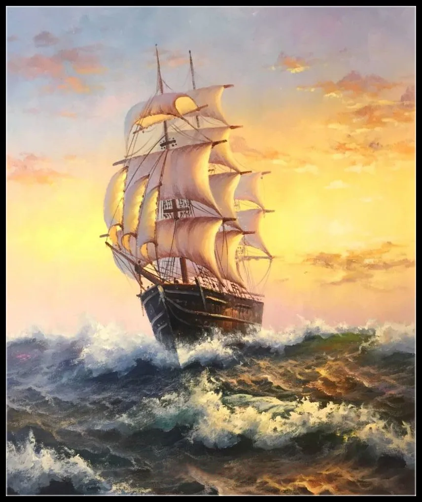 

Embroidery Counted Cross Stitch Kits Needlework - Crafts 14 ct DMC DIY Arts Handmade Decor - Ship Boat