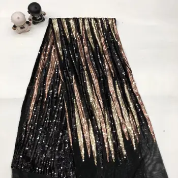 

newest muti color sequin Modern design French net lace fabric African sequins lace embroidery tulle lace fabric for party dress