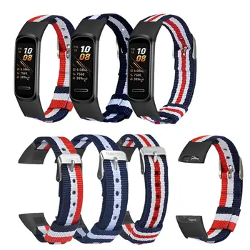

Striped Canvas Strap Replacement Wrist Strap Replacement Wristband For Huawei Bracelet 4 / For Honor Bracelet 5I