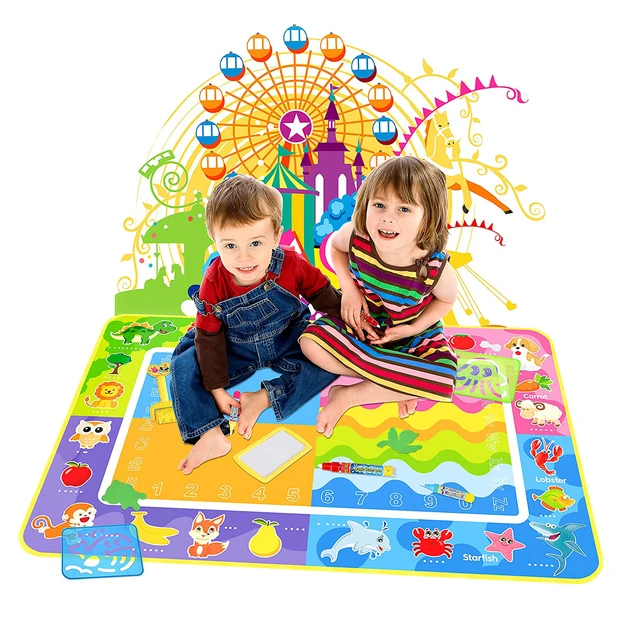 Big Size Magic Water Drawing Mat Coloring Doodle Carpet with 4 Magic Pens & Stamps Painting Drawing Board Toys Gift  for Kid 1