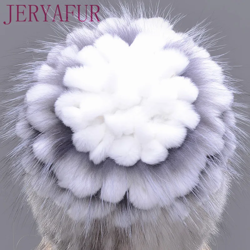 JINBAOSEN Real nerz зимняя хижина weibliche Лоскутная Рекс kaninchen pelz Каппе weibliche fuchs pelz warme hut elegante