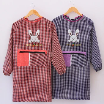 

Apron female fashion wear cartoon cute home kitchen cotton and linen simple Nordic style long-sleeved overalls blouse male