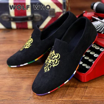 

WOLF WHO Fashion Velvet Loafers Men Shoes Man Flats Male Slip On Driving Shoes Soft Comfortable Designer Loafers Moccasins X-119
