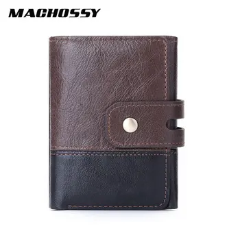 

New Men's Leather Wallet Genuine Leather Coin Purse Stitching Man Small Hasp Purse Wallets Short Wallet for Male