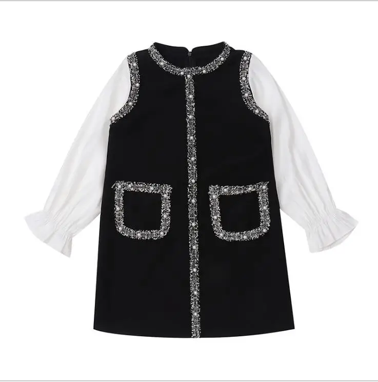 От 4 до 16 лет платье для девочек коллекция года, осенние детские платья с длинными рукавами модное высококачественное платье принцессы Милая одежда для подростков 10, 12, 14 лет