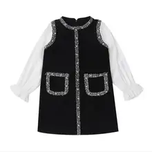 От 4 до 16 лет платье для девочек коллекция года, осенние детские платья с длинными рукавами модное высококачественное платье принцессы Милая одежда для подростков 10, 12, 14 лет