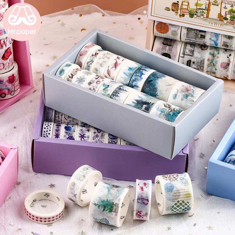 Mr paper 16+ 8 шт Подарочная наклейка на упаковке васи лента Набор Kawaii океан звезда лес Сакура наклейки с десертом Скрапбукинг Маскировочные ленты